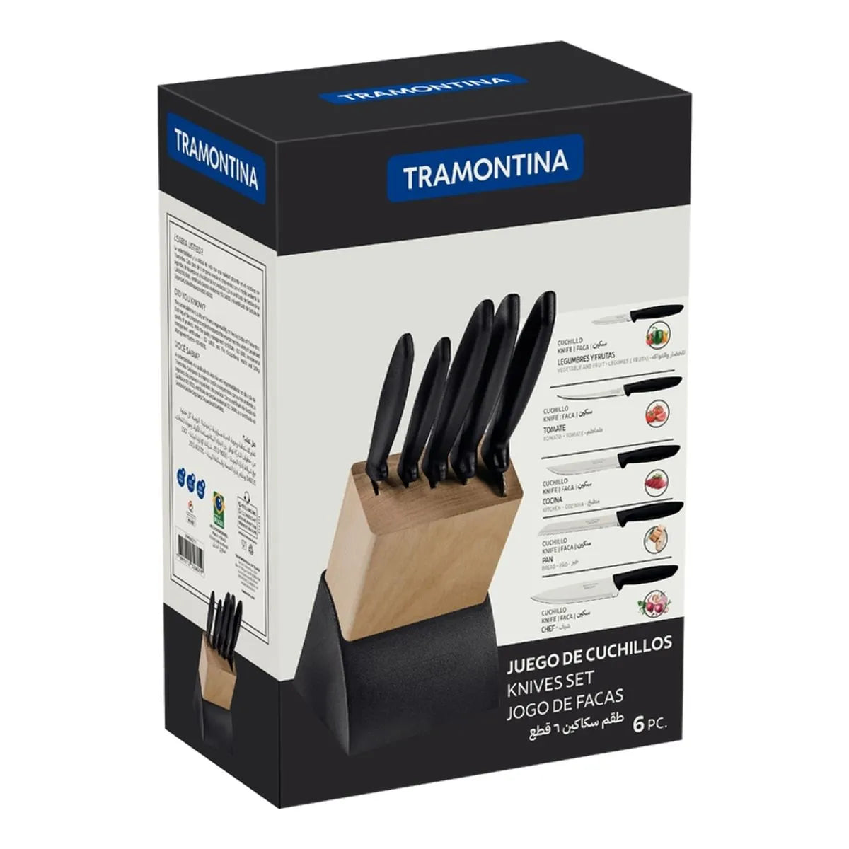 Set de cuchillos tramontina con base de madera