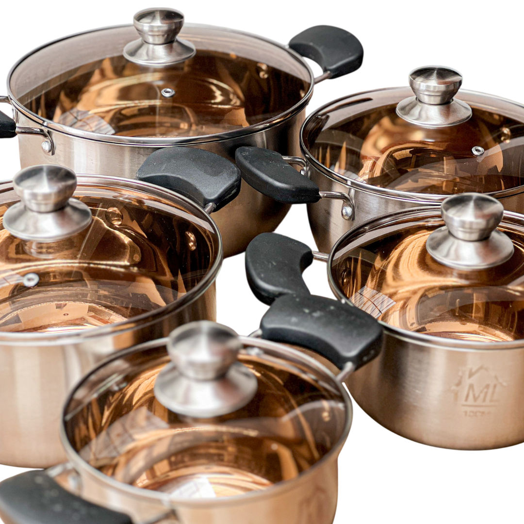Set de ollas de acero inoxidable 10 piezas