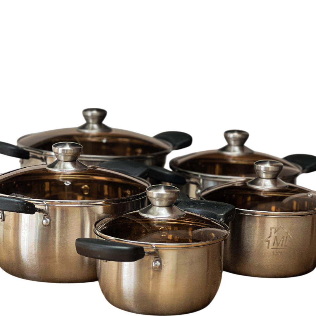 Set de ollas de acero inoxidable 10 piezas