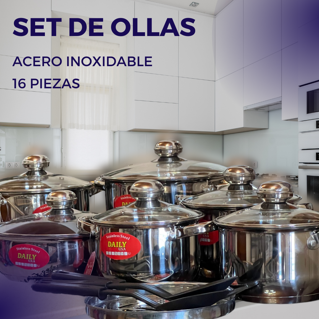 Set de 16 piezas acero inoxidable