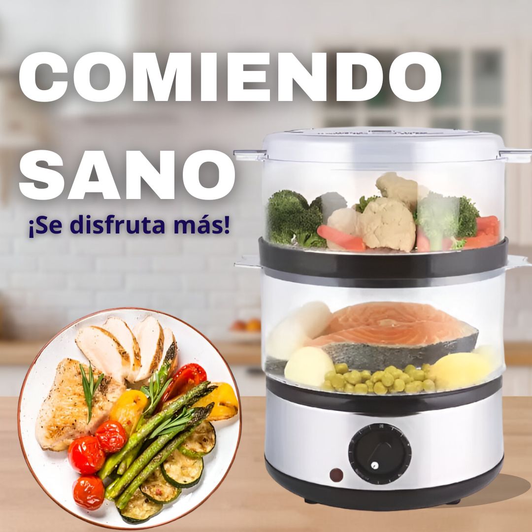 Vaporera eléctrica de dos niveles