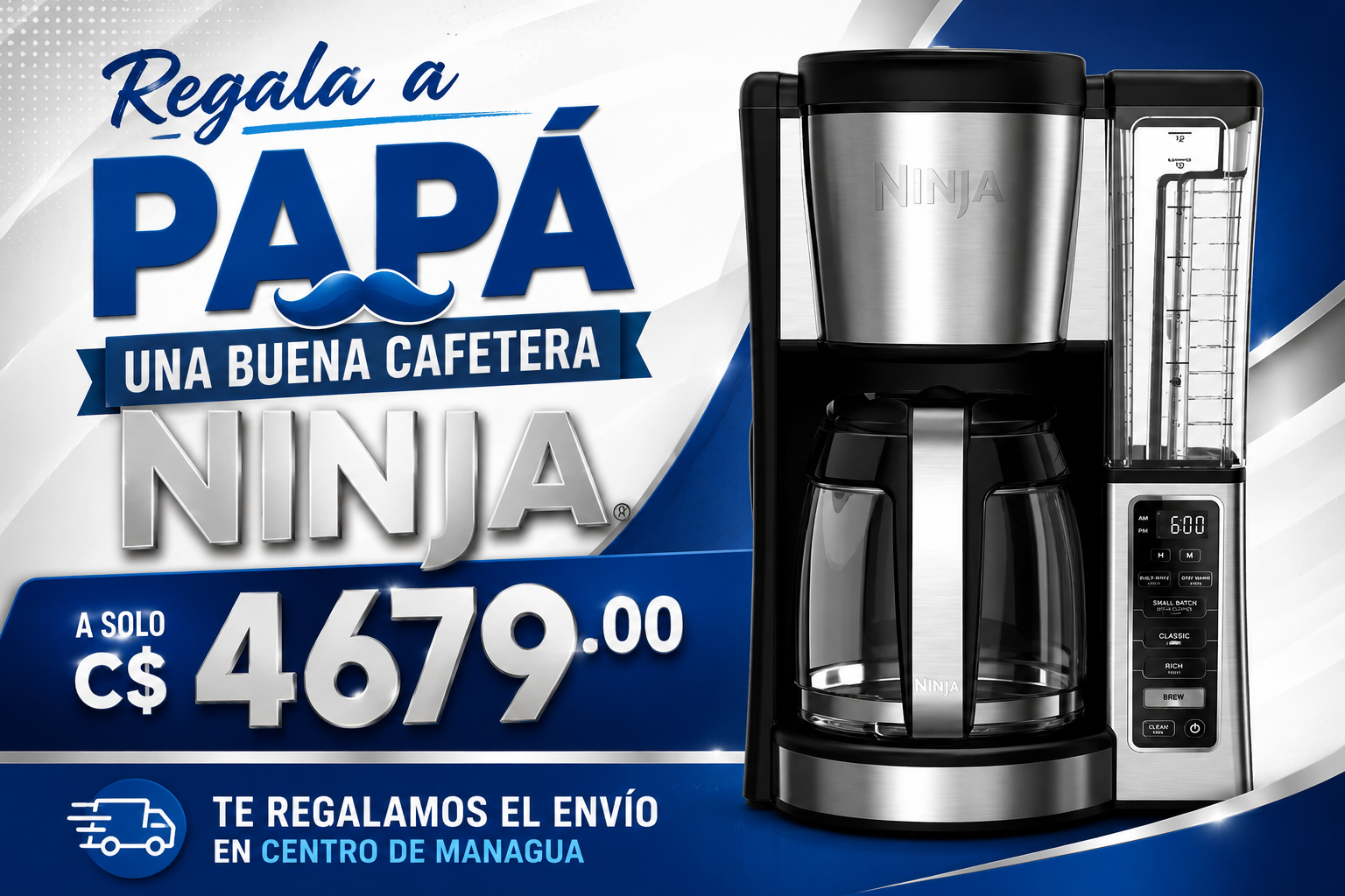 CAFETERA NINJA ENIJCE250 12 TAZAS PROGRAMABLE DE ACERO INOXIDABLE NEGRA