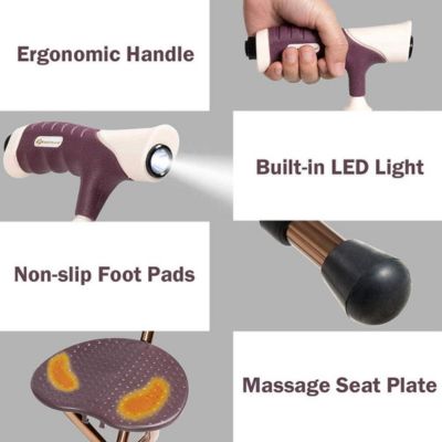 Baston con asiento plegable (Para personas con problemas de movilidad o cansancio al caminar)