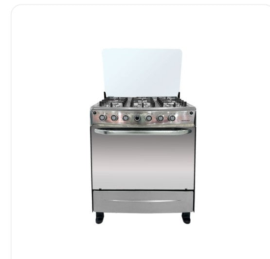Estufa a gas 30" 6 quemadores C/Horno de gas, Aceró Inoxidable EF-8691NG306T1