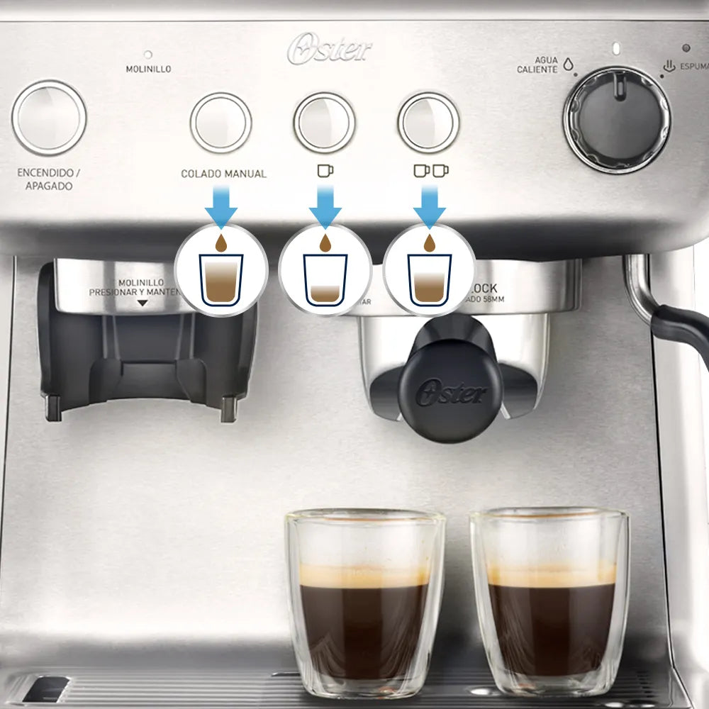 Cafetera para espresso Oster® Perfect Brew 15 bar molino integrado