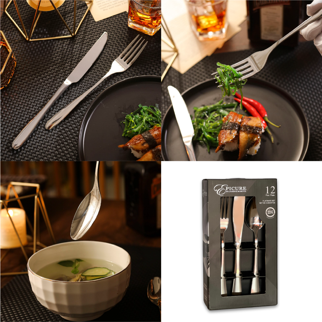 Set de cubiertos de 12 piezas acero inoxidable