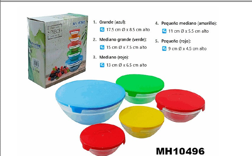 SET VASIJA DE VIDRIO X 5 PZS TRANSP