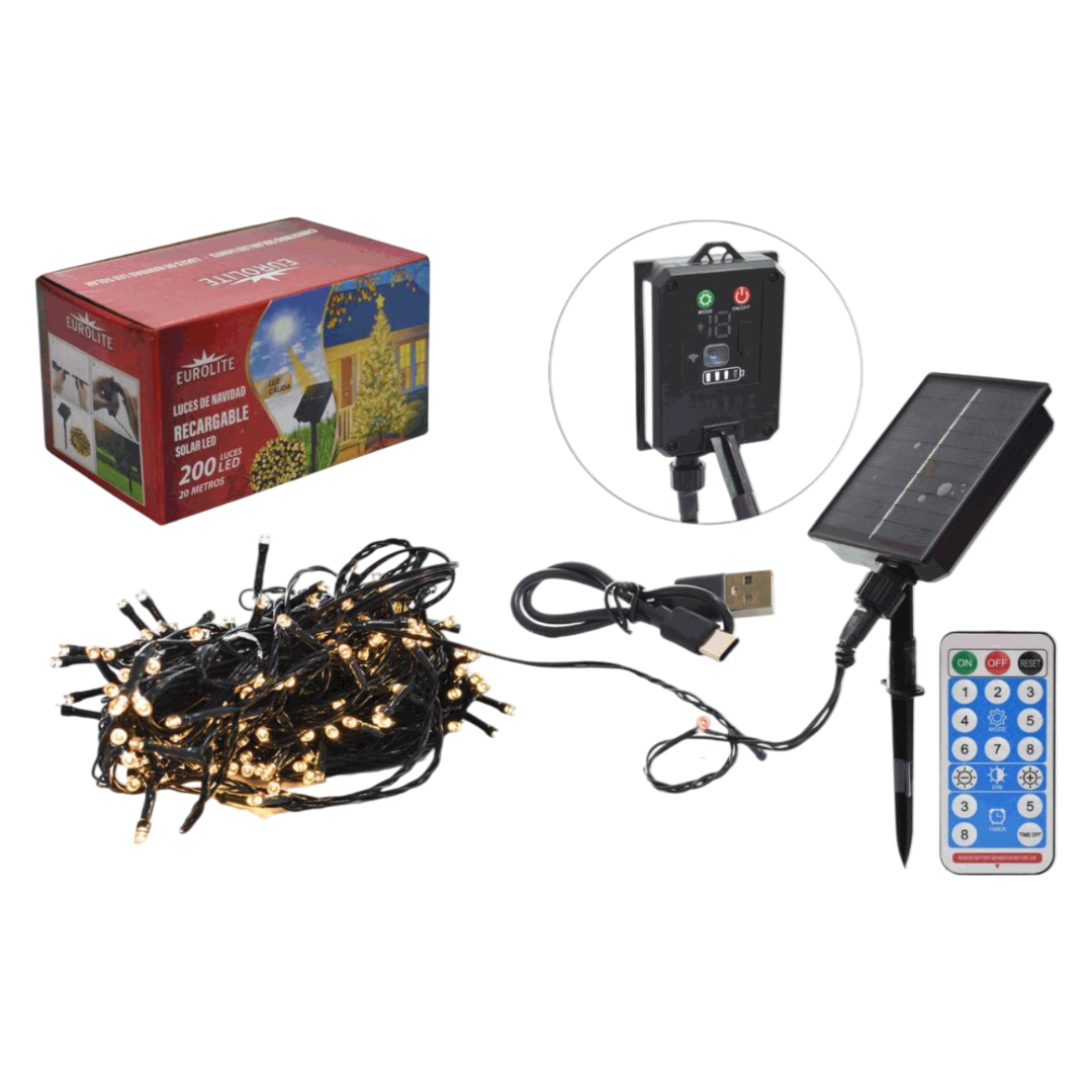 3 cajas de luces navideñas solares (cada caja contiene 200 leds de 20 metros de largo)
