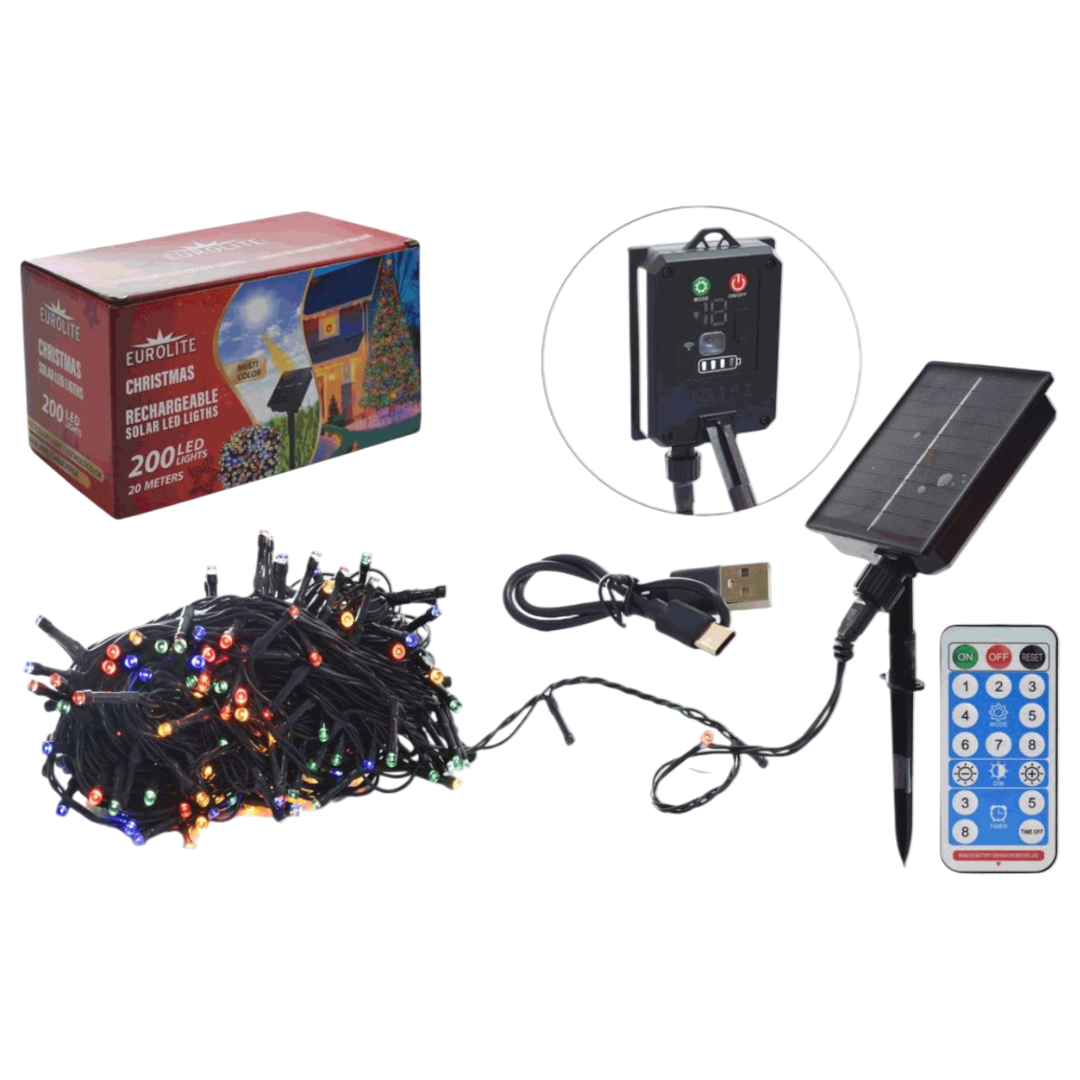 3 cajas de luces navideñas solares (cada caja contiene 200 leds de 20 metros de largo)