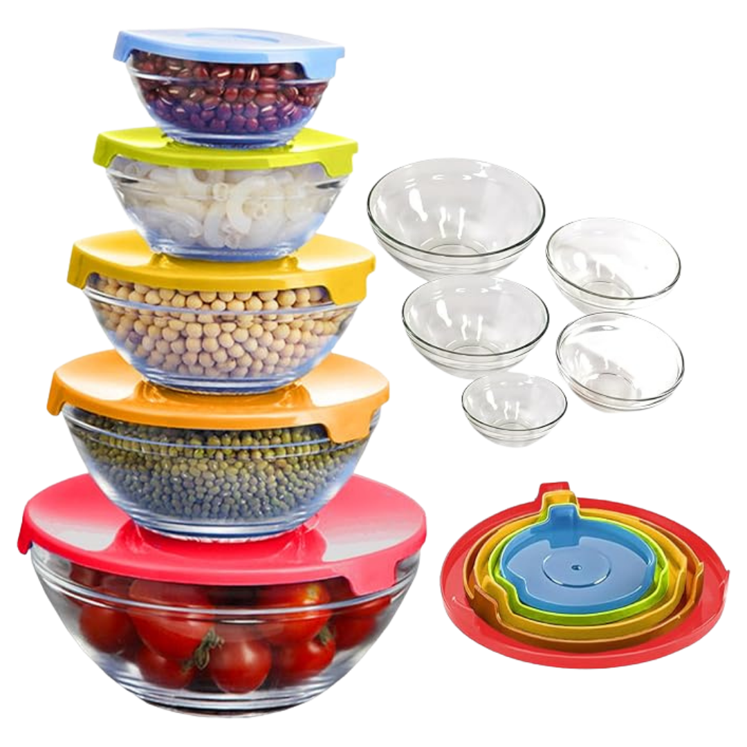 SET VASIJA DE VIDRIO X 5 PZS TRANSP