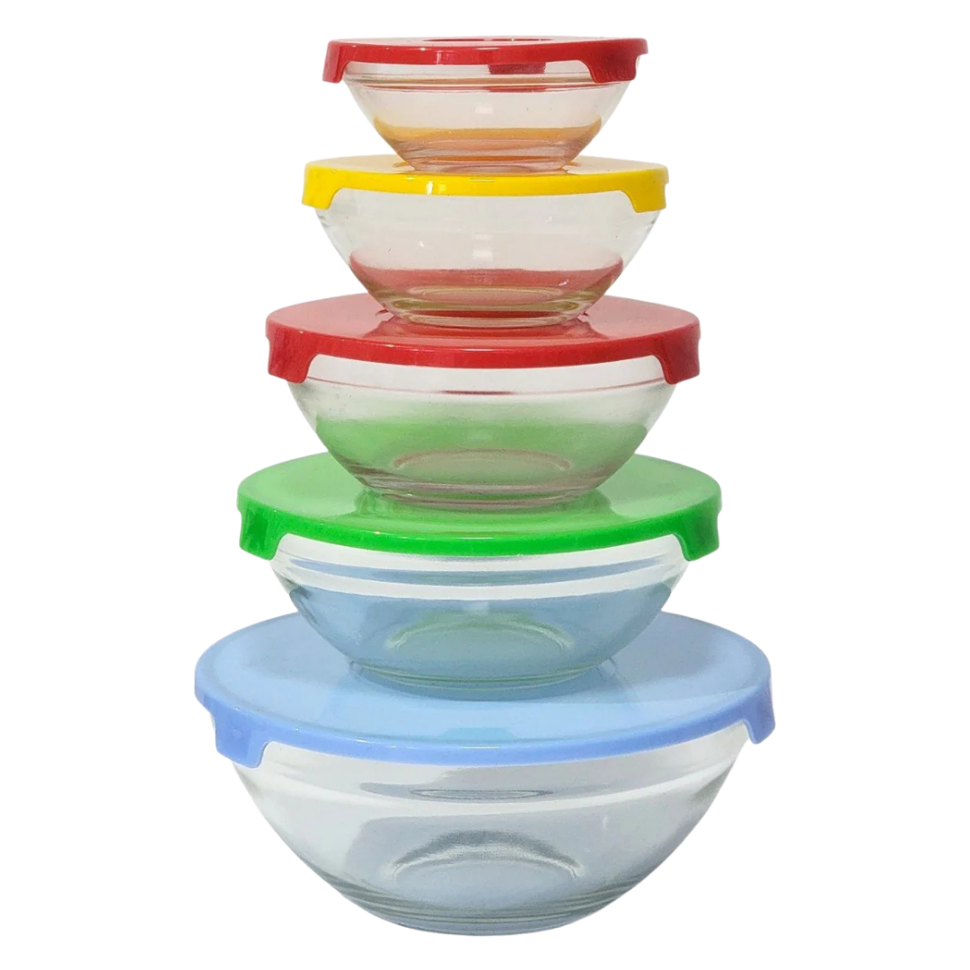 SET VASIJA DE VIDRIO X 5 PZS TRANSP