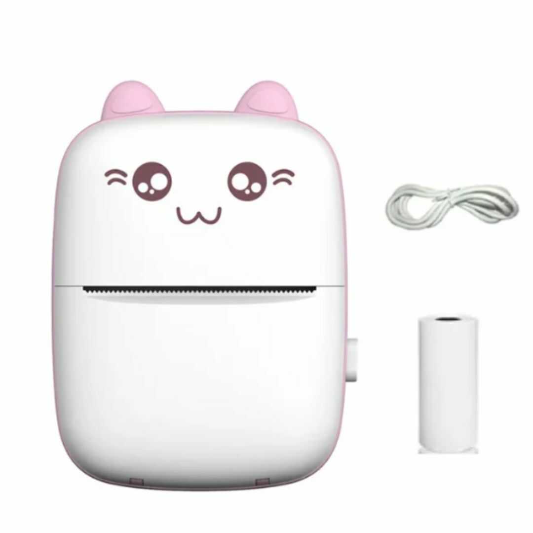 Impresora gatito / viene con 1 rollo de papel sencillo, 1 rollo de papel con pegatina y 1 llavero