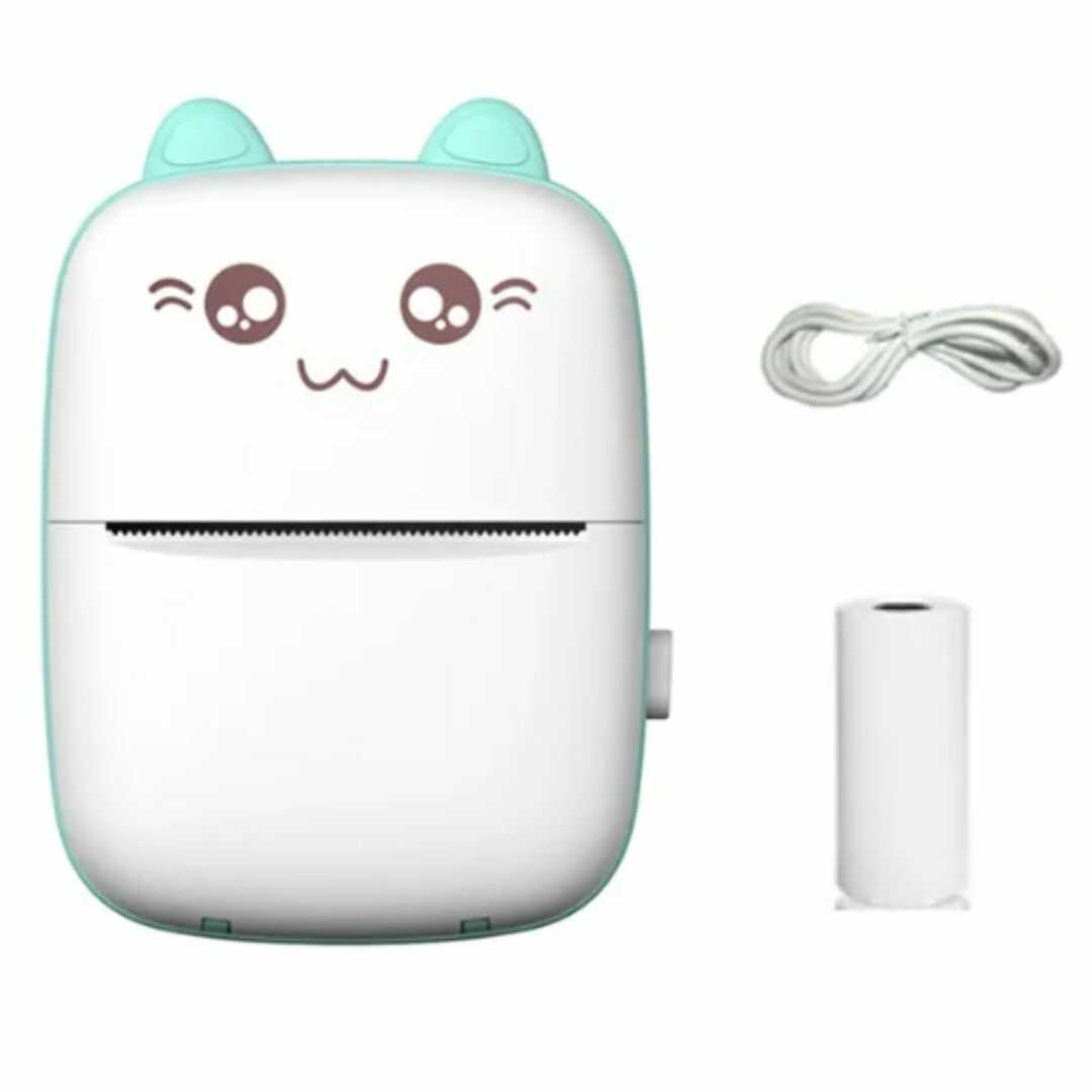 Impresora gatito / viene con 1 rollo de papel sencillo, 1 rollo de papel con pegatina y 1 llavero