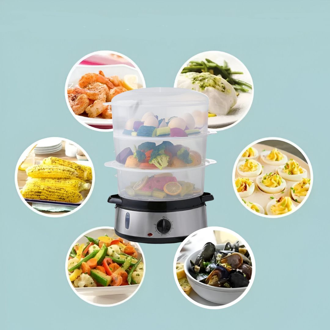 vaporera 3 niveles cristal cuisine