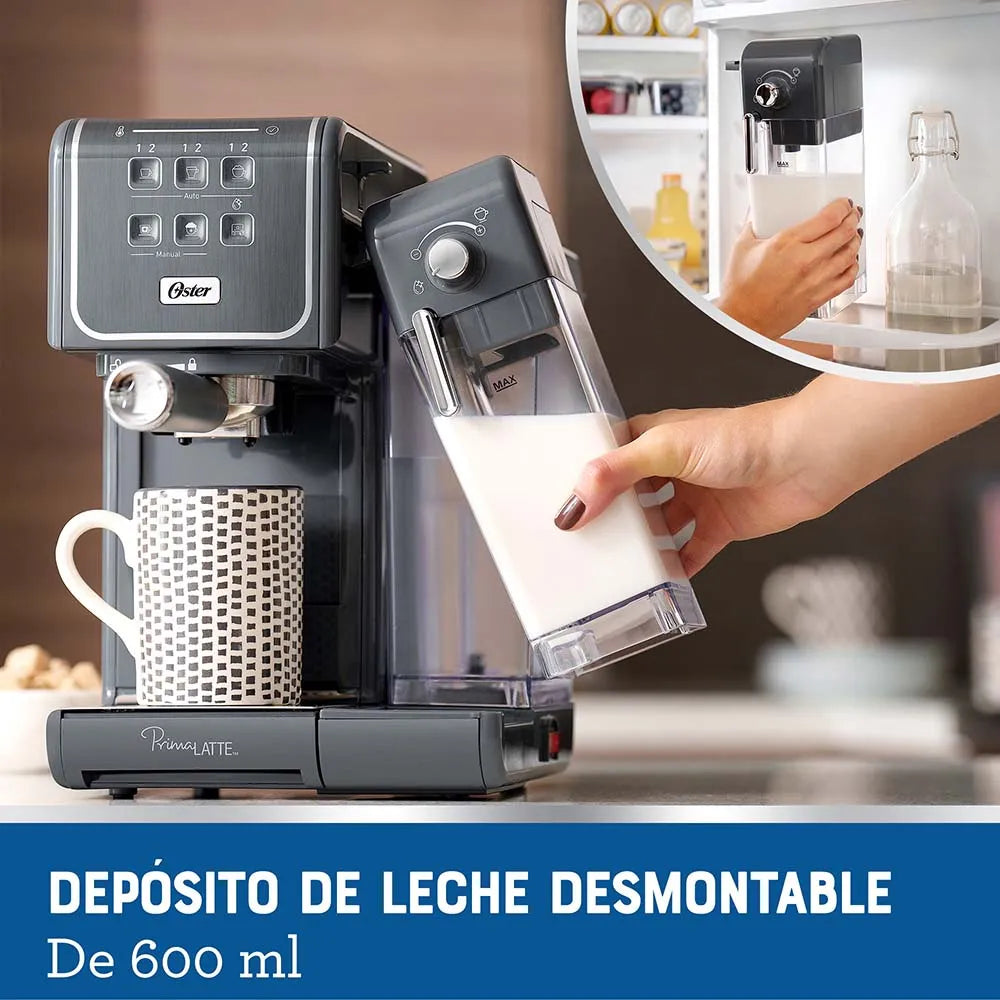 Cafetera PrimaLatte™ 2 Oster® , Panel Táctil, 19 Bar de Presión, Gris, BVSTEM6801M