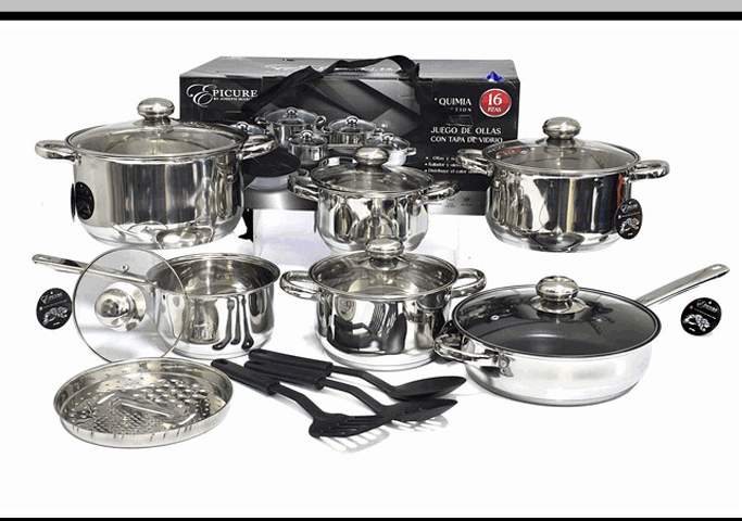 OLLAS DE ACERO 16 PZAS COL ROMA EP -1603PCS