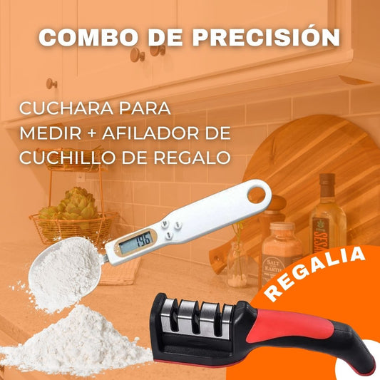 Combo de precisión (Cuchara gramera digital y afilador de cuchillos)