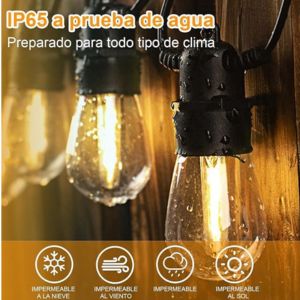 Guirnalda SOLAR de luces led (amarillo calido) 10 Metros 20 bombillos