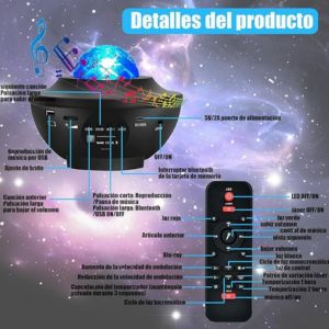 Proyector de galaxias y estrellas con altavoz bluetooth