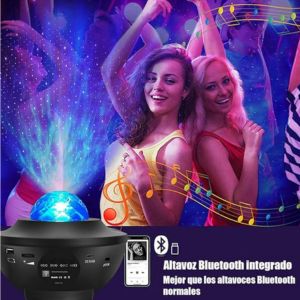 Proyector de galaxias y estrellas con altavoz bluetooth