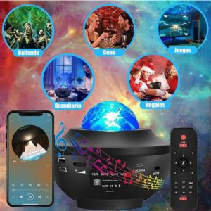Proyector de galaxias y estrellas con altavoz bluetooth