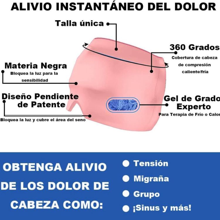 Gorro para combatir la Migraña (Compra 1 y lleva 1 Gratis) Gel solamente en la parte frontal.