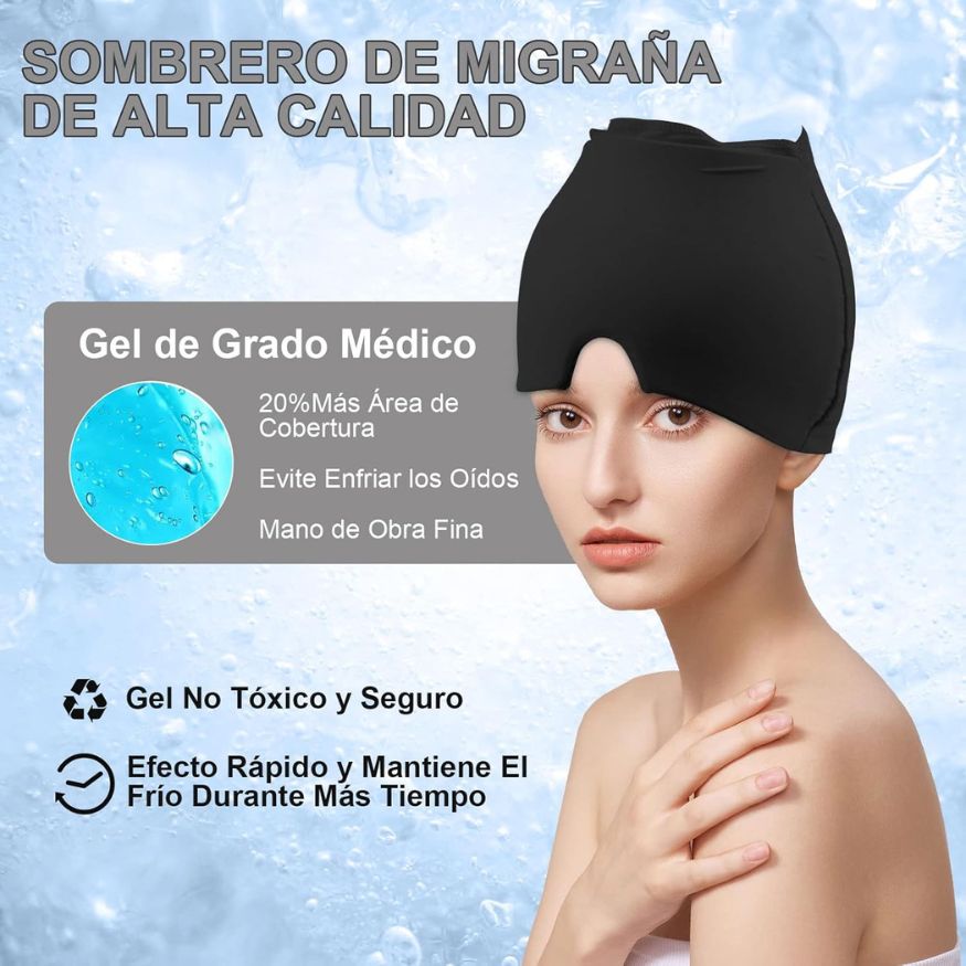 Gorro para combatir la Migraña (Compra 1 y lleva 1 Gratis) Gel solamente en la parte frontal.