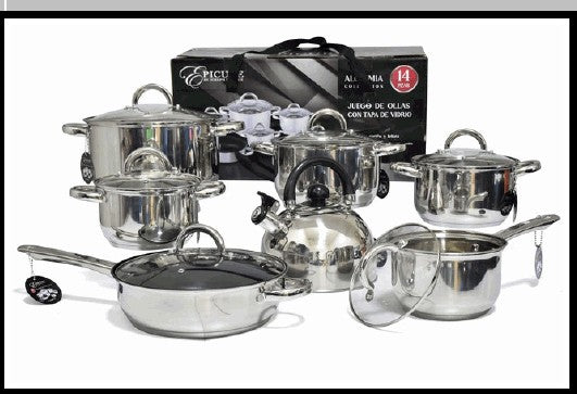 Juego de ollas epicure en acero inoxidable EP-1402PCS