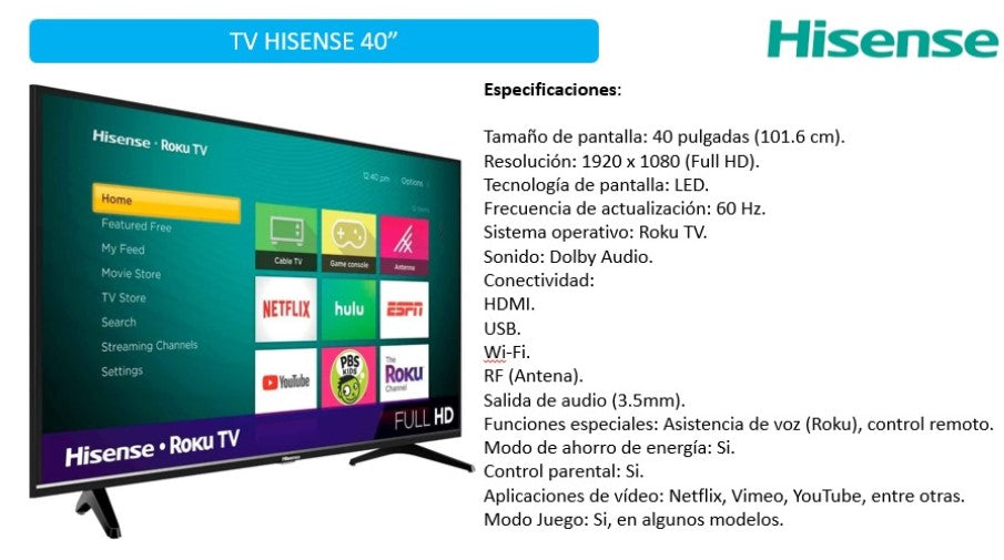 Televisor Hisense 40 PULGADAS
