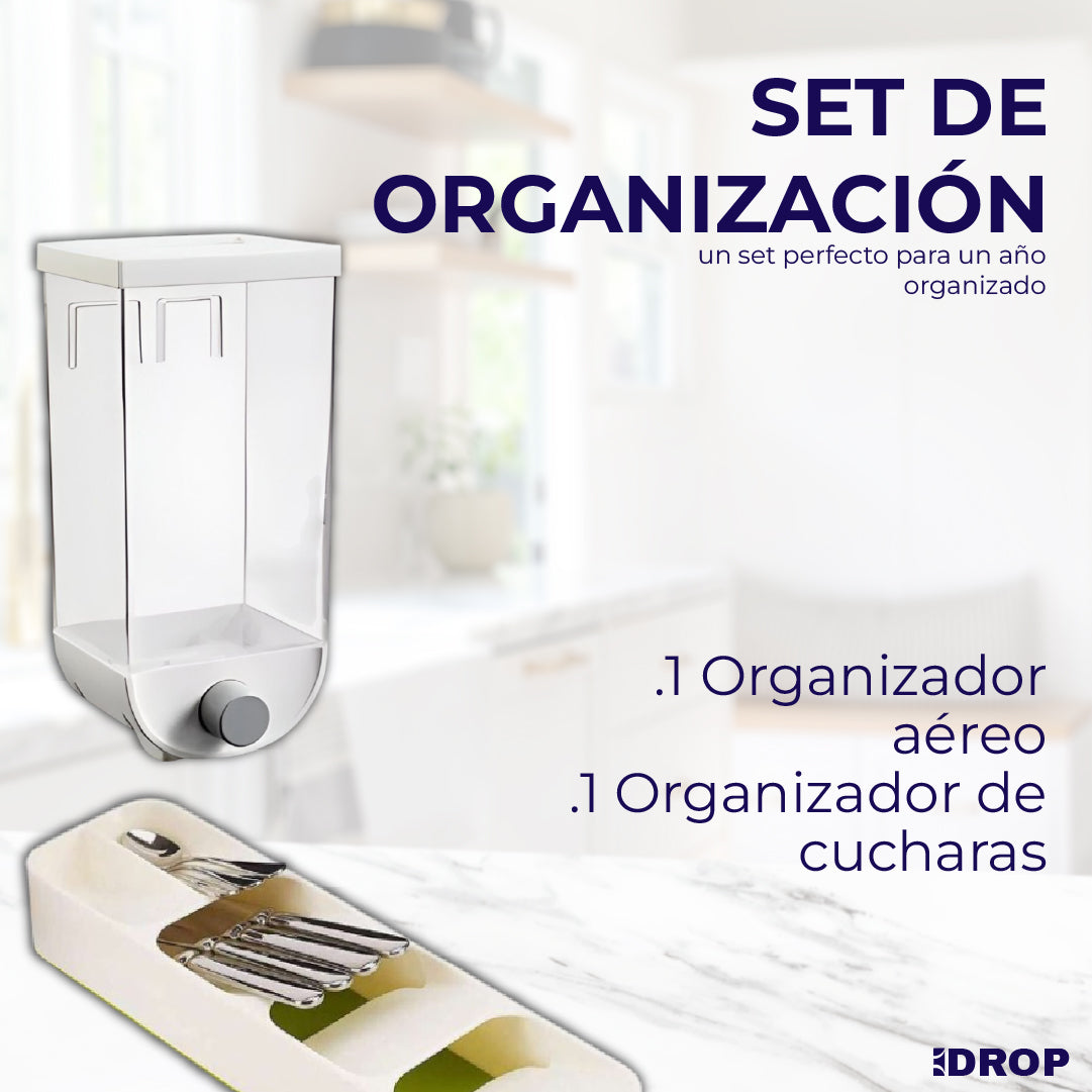Set de organización (1 organizador aéreo + 1 organizador de cucharas)