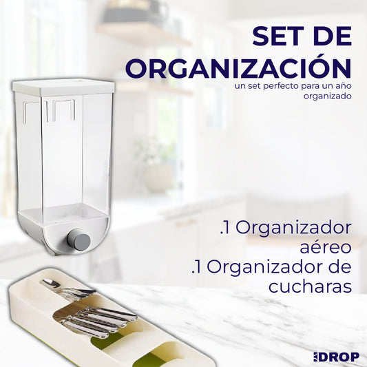 Set de organización (1 organizador aéreo + 1 organizador de cucharas)
