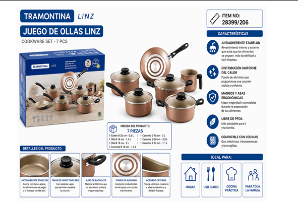 BATERIA DE COCINA 7 PZS LINZ 28299/306