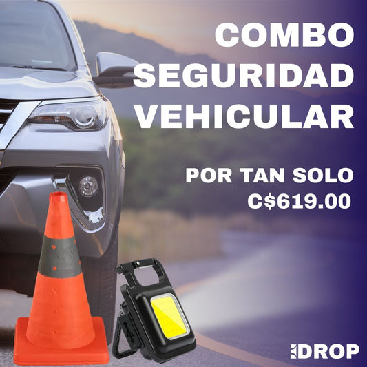 Combo vehicular (1 Mini Linterna multifuncional y 1 cono retractil 42 cm)