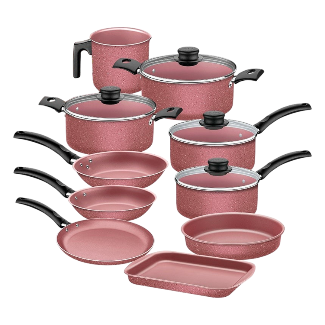 Juego de ollas tramontina color rosa 10 piezas