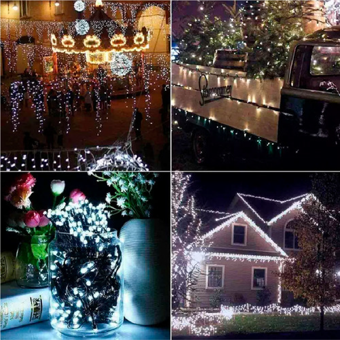3 cajas de luces navideñas solares (cada caja contiene 100 leds de 10 metros de largo)