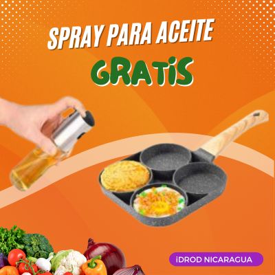 Sartén de 4 divisiones sin figuras + regalía spray de aceite