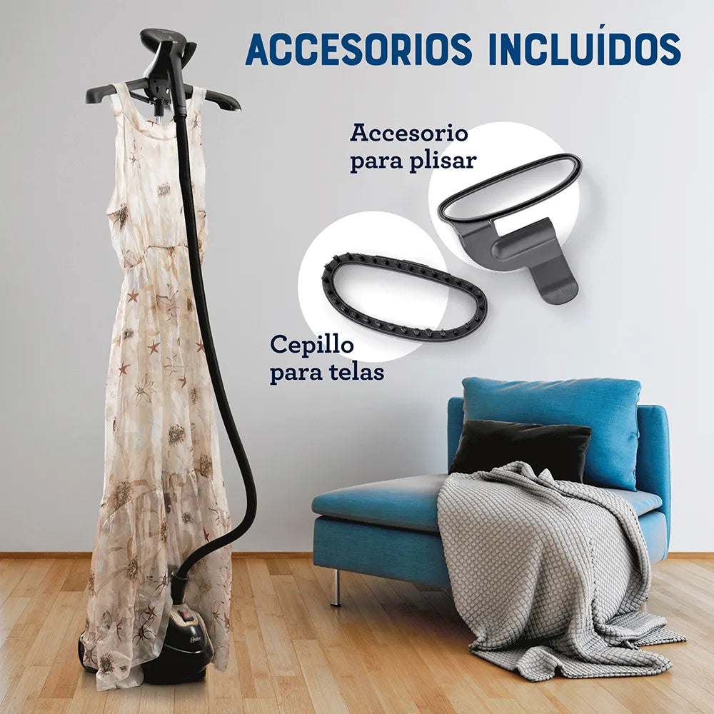 Vaporizador de Ropa de Pedestal Vertical, con Gancho 360° para Sostener las Prendas, Negro,